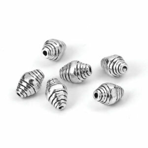 Metal bead bicone with stripes 10×6 mm, 5 pieces