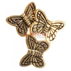 Metal bead butterfly gold 14 mm, 4 pcs