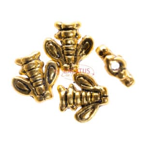 Metal bead bee gold 8 mm, 10 pcs