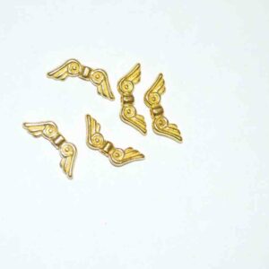 Metal bead angel wings gold 15×4 mm, 10 pcs