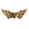 Metallperle Flügel mit Herz Farbauswahl 22 und 40 mm - Gold, 22mm