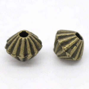Perle en métal motif rayures toupies sélection de couleurs 4×5 mm, 10 pcs
