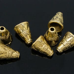 Capuchon perle cône métal doré 11×9 mm, 2 pièces