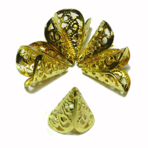 Bead cap metal calyx gold 16×9 mm, 5 pieces