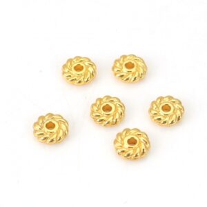 Couronne de disques de perles en métal doré torsadé 6 mm, 20 pcs