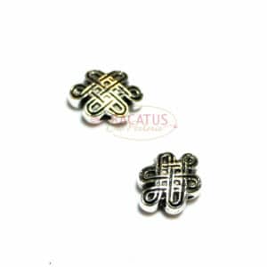 Metal bead Celtic knot blackened silver 10×7 mm, 5 pcs