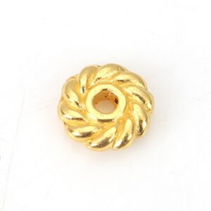Metal bead disc wreath twisted gold 6 mm, 20 pcs