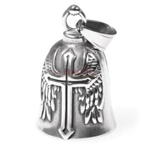 Stainless steel pendant bell with cross 45×25 mm