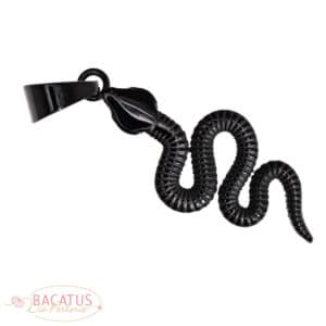 Pendentif en acier inoxydable serpent noir 60×20 mm