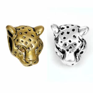 Perle en métal perle gros trou léopard couleur au choix 13×12 mm