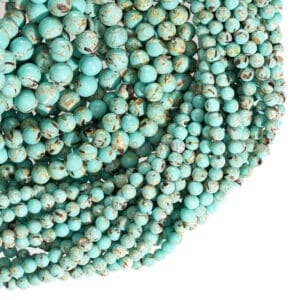 Jade plain round turquoise with brown gold 4 – 8 mm, 1 strand