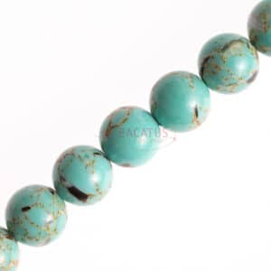 Jade plain round turquoise with brown gold 4 – 8 mm, 1 strand