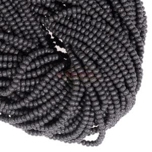 Lava Rondelle polished black approx. 4×6 and 6x10mm, 1 strand