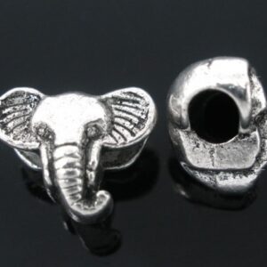 Großlochperle „Elefant“ 12 x 10 mm silber geschwärzt 3 Stück