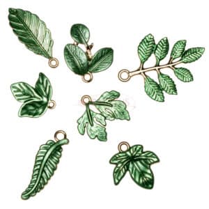 hübsche Metallanhänger „Blatt“ – 7 Varianten, grün + gold 1x