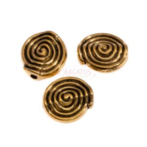 Metallperle Scheibe “Spirale” 12 x 11 mm gold geschwärzt 5 Stück