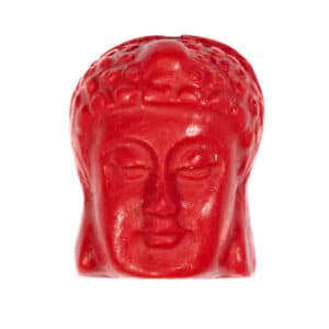 Chinalack Perle Buddhakopf rot ca. 24mm, 1 Stück
