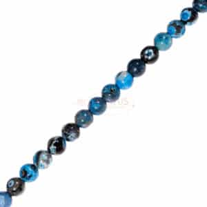 Boule d’Agate brillante tons bleus environ 6-8mm, 1 brin
