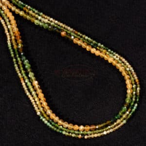 Tourmaline plain round faceted green yellow ca. 2-4mm, 1 strand *Special*.