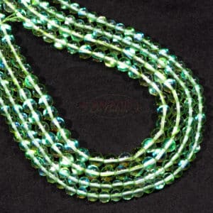 Boule cristal de roche vert brillant brillant 8 mm, 1 fil