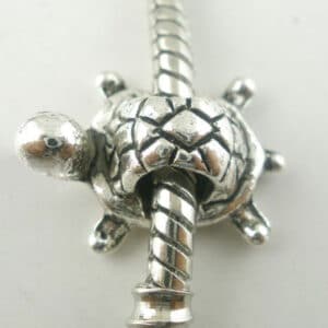 Großlochperle Schildkröte Metall silber 19×13 mm