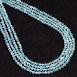 Apatite faceted round light blue 2 – 3 mm, 1 strand
