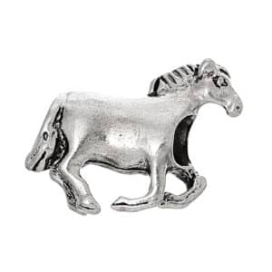 Großlochperle Pferd Metall silber 21×14 mm