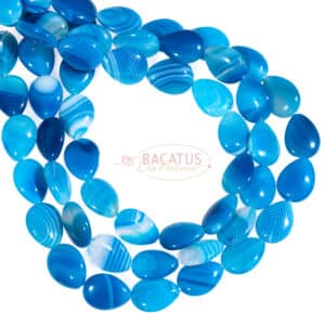 Band agate oval discs blue approx. 10x14mm, 1 strand