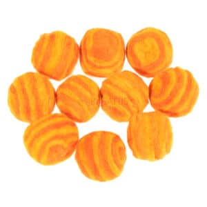 Filzperlen Kugel orange gelb, 10x