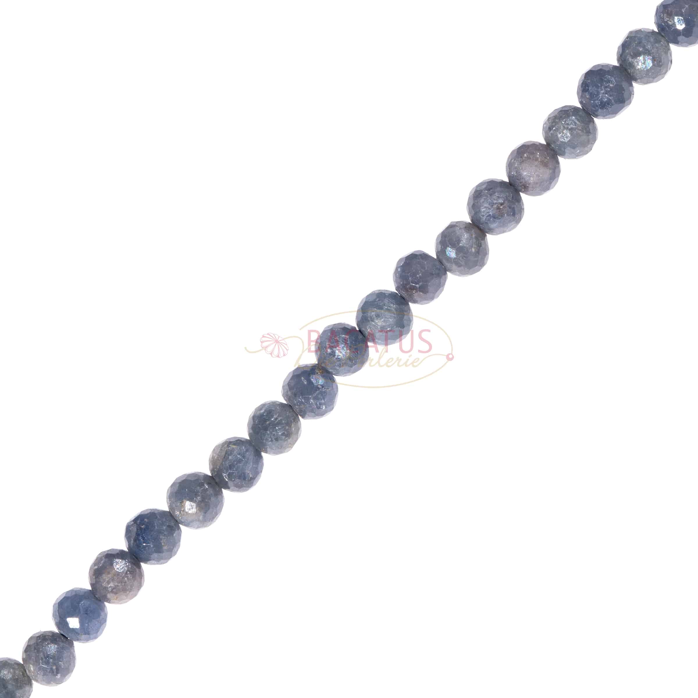 Sapphire plain round faceted approx. 4mm, 1 strand