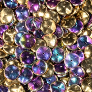 Ripple Beads Preciosa shiny gold multicolored 12mm, 10 pieces