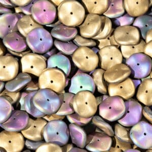 Ripple Beads Preciosa matt gold multicolored 12mm, 10 pieces