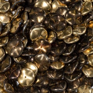 Ripple Beads Preciosa shiny gold brown 12mm, 10 pieces