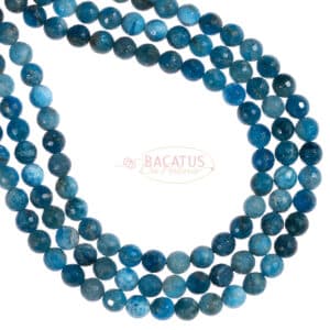 Apatite plain round faceted blue 4mm, 1 strand