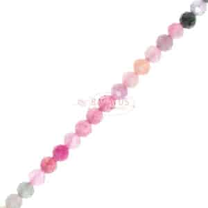 Ombre tourmaline faceted plain round ca. 2-3mm, 1 strand