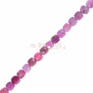 Ruby cube faceted red-pink, approx. 4x4mm, 1 strand