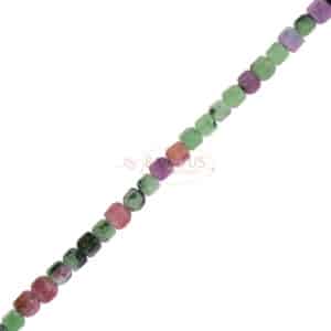 Ruby zoisite cube faceted ca. 2,5×2,5mm, 1 strand