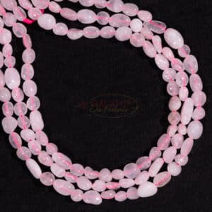 Rose quartz nuggets shiny pink ca. 6x8mm, 1 strand