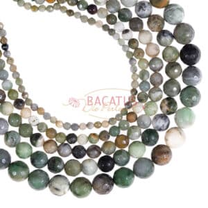Sinkiang jade plain round faceted ca. 4-12mm, 1 strand