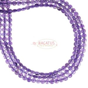 Amethyst coins faceted approx. 4mm, 1 strand