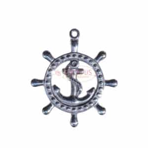 Stainless steel pendant oar with anchor approx. 39x44mm, 1 piece