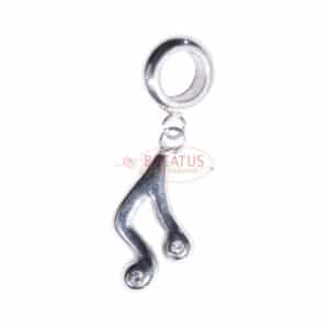 Stainless steel pendant music note glans ca. 9x19mm, 1 piece