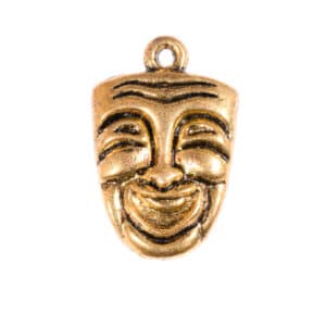 Metallanhänger „Maske“ gold 24x16mm,1 Stück