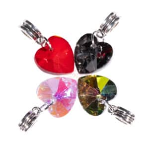 Großlochperle mit Anhänger Kristallglas – Herz L 27 mm 4 Farben